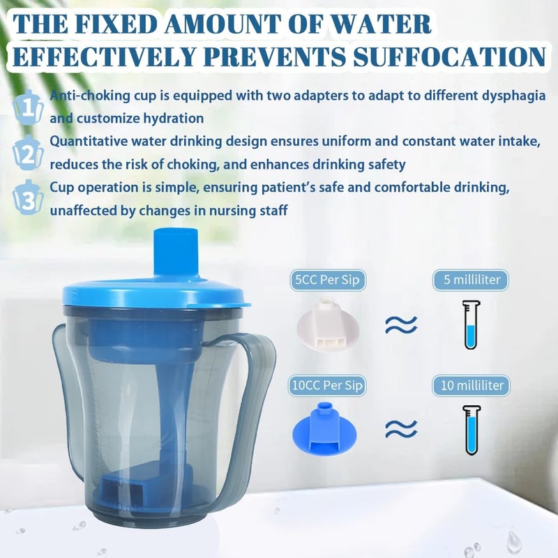 Ehucon dysphagia regulating drinking cup for elderly with difficulty swallowing,with 5cc and 10cc sip cup,assistive devices liquids only,No thickener is Used (Blue-Lid+Grey Body,Pack of 1) - Image 4